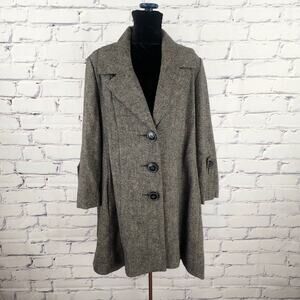 CAbi Coat Womans 8 Gray Wool Tweed Shakespeare Swing Professional corpcore